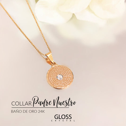 Collar Padre Nuestro Oro 24k Cristal Genuino - Gloss Crystal