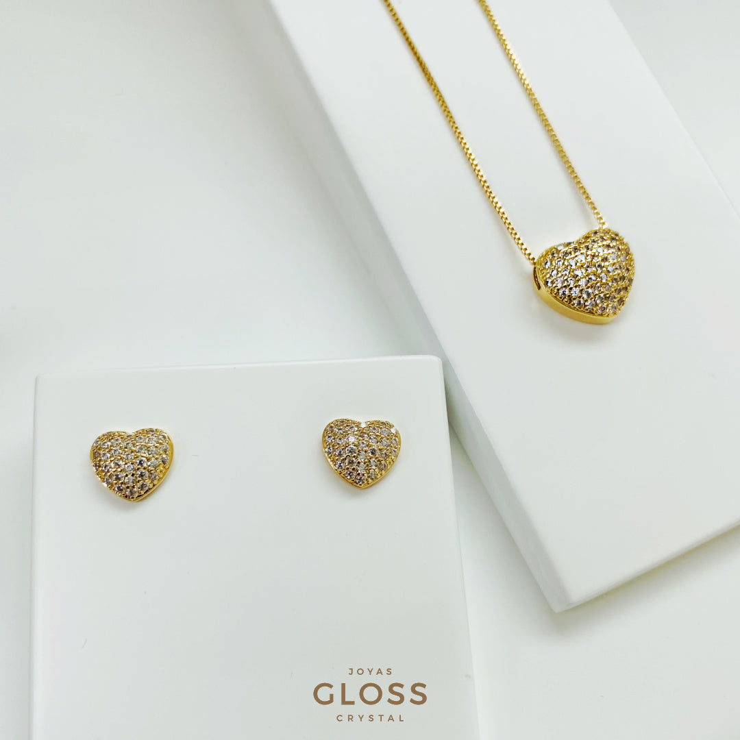 Conjunto Corazón Pave - Gloss Crystal