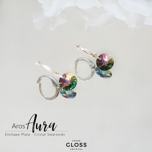 Aros Aura Paraiso Plata Cristal Genuino - Gloss Crystal