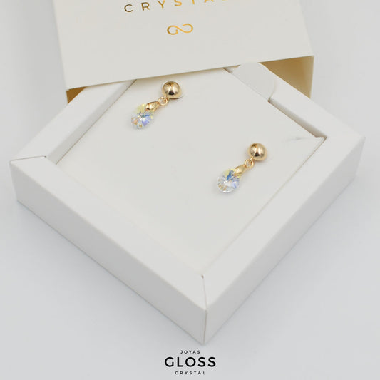 Aretes Sofía Tornasol Oro Cristal Genuino