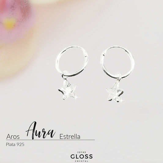 Aretes Aura Estrella Plata Circón