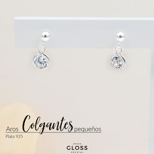 Aretes Colgante Pequeños Plata Circón