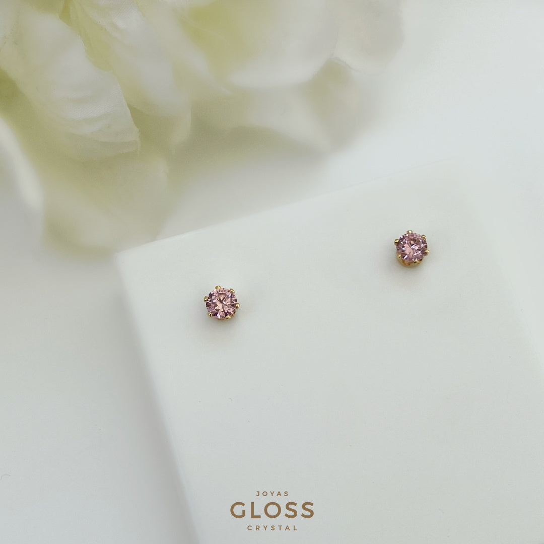 Aros Punto Luz Oro Rosado - Gloss Crystal