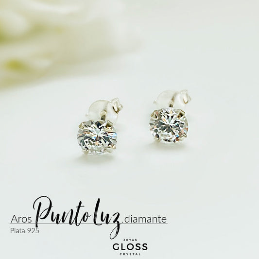 Aros Punto Luz Plata Diamante - Gloss Crystal