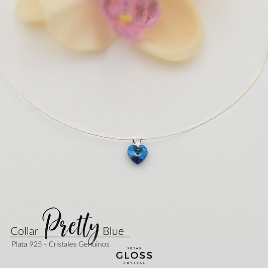 Collar Pretty Blue Plata Cristal Genuino